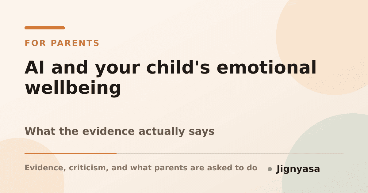 Article card for 'AI and your child's emotional wellbeing', labelled For Parents